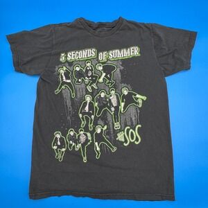 2014 - 5 Seconds Of Summer SOS Band T Shirt Black Size Large